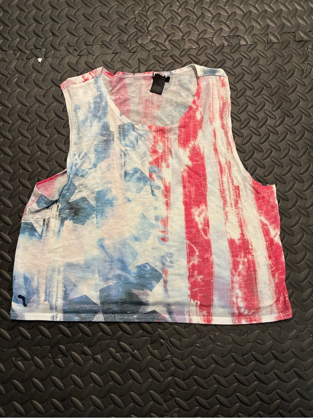 Rue21 American Flag Tie-Dye Crop Tank Top - Red & Blue